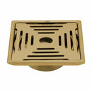 Green Exclusive Square Floor Drain in Yellow Gold PVD Coating (6 x 6 Inches) with Hole & Cockroach Trap - LIPKA - Lipka Home