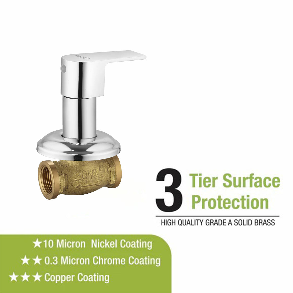 Arise Concealed Stop Valve 20mm Brass Faucet - LIPKA