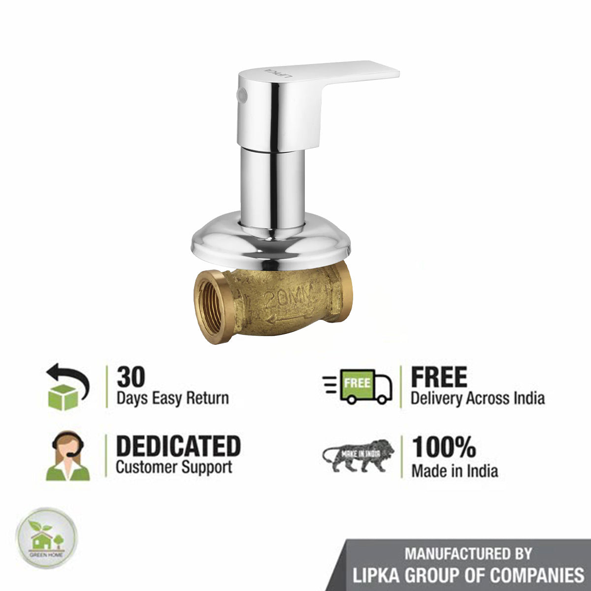 Arise Concealed Stop Valve 20mm Brass Faucet - LIPKA