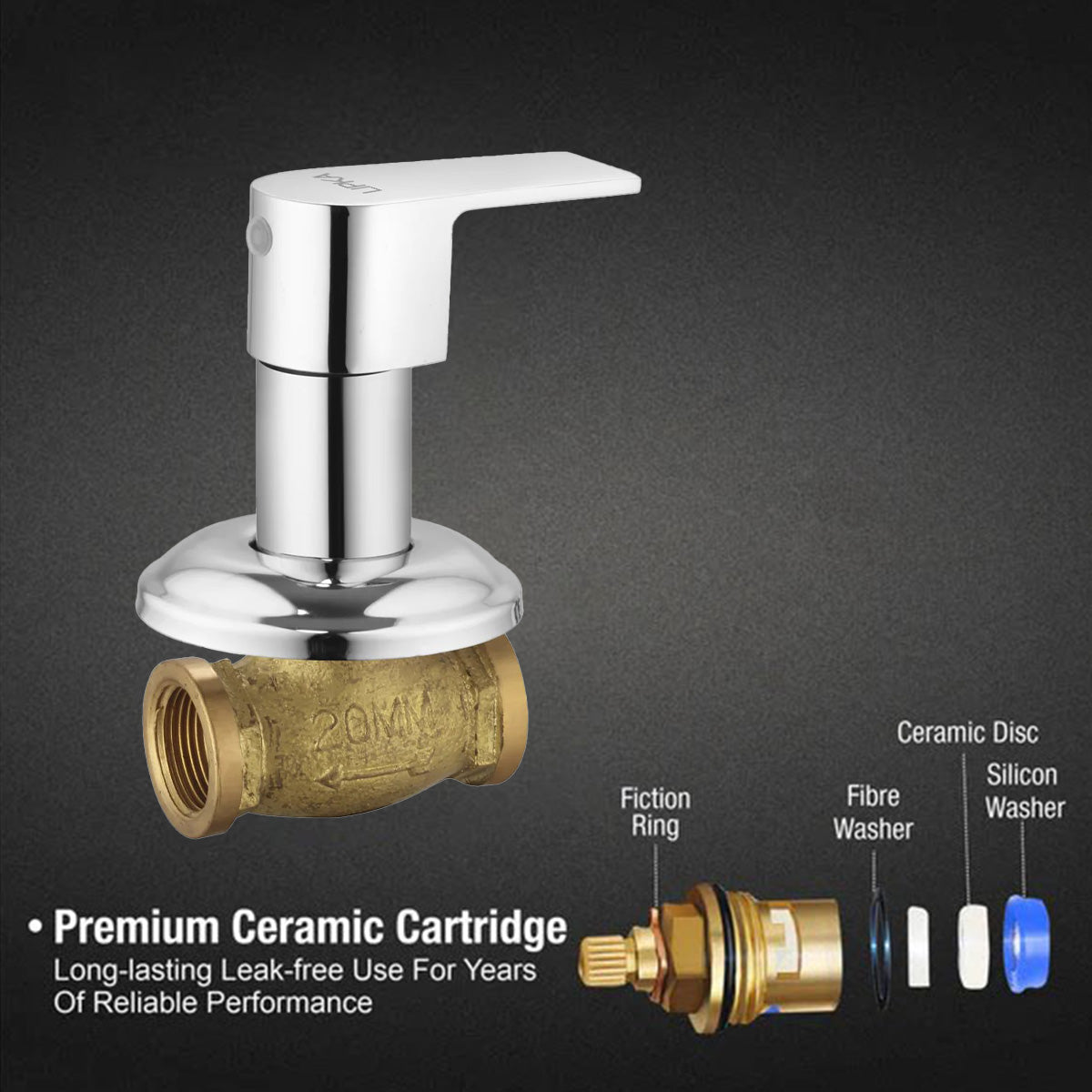 Arise Concealed Stop Valve 20mm Brass Faucet - LIPKA