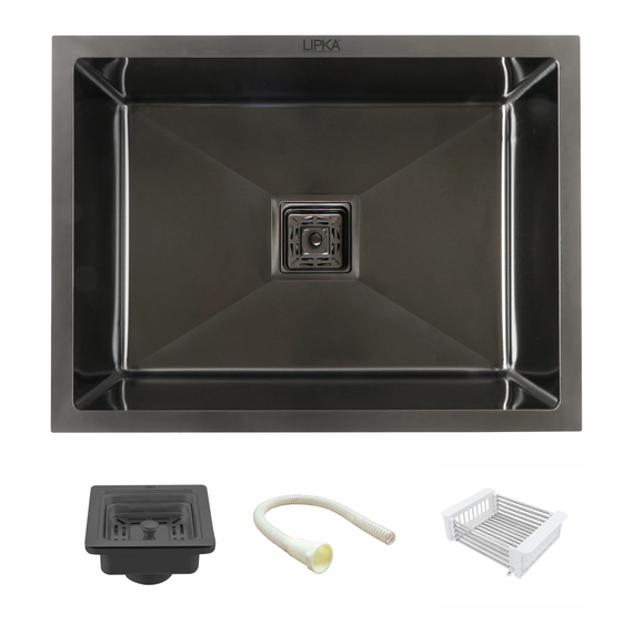 Handmade Black PVD Coated Single Bowl Kitchen Sink (24 x 18 x 10 Inches) - LIPKA - Lipka Home