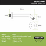 Half Bend Round Shower Arm (12 Inches) sizes and dimensions 