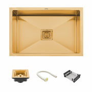 Handmade Yellow Gold PVD Coated Single Bowl Kitchen Sink (24 x 18 x 10 Inches) - LIPKA