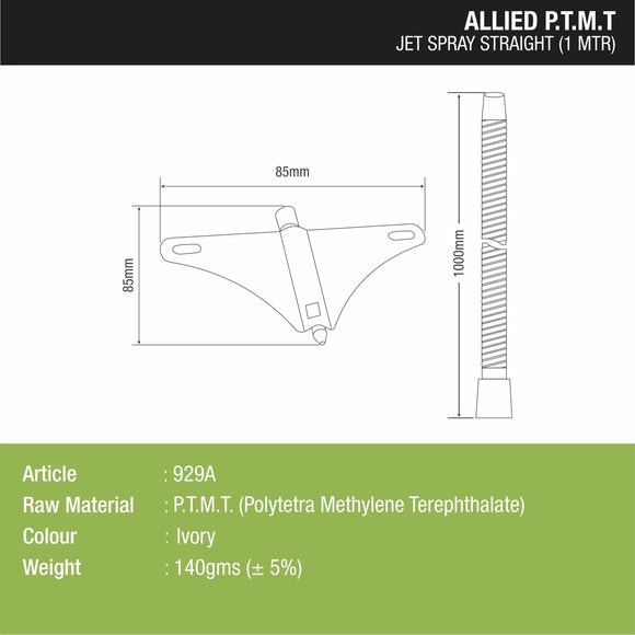 Jet Spray Straight PTMT Toilet Bidet (1 Meter Pipe) - LIPKA - Lipka Home