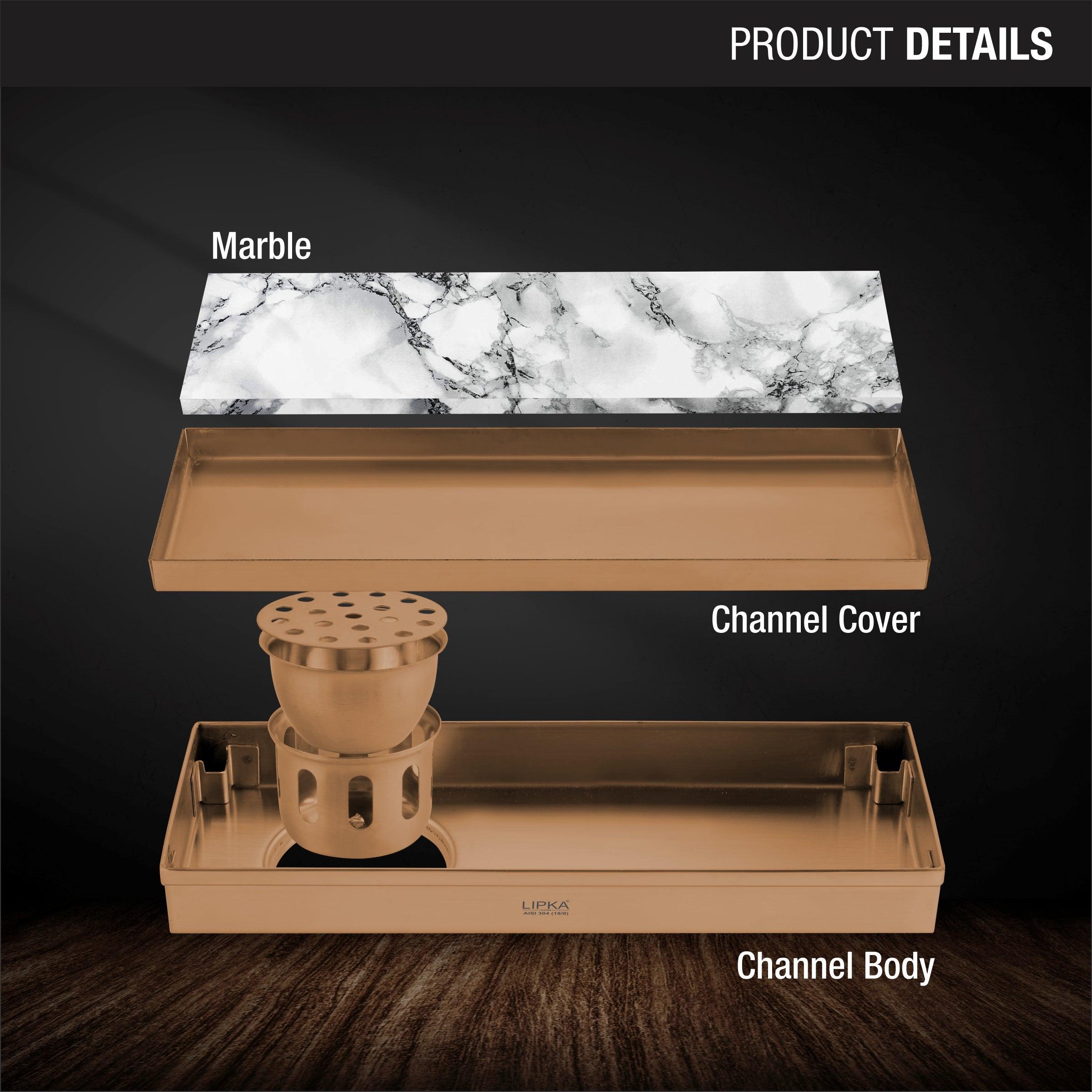 Marble Insert Shower Drain Channel - Antique Copper (12 x 4 Inches) product details