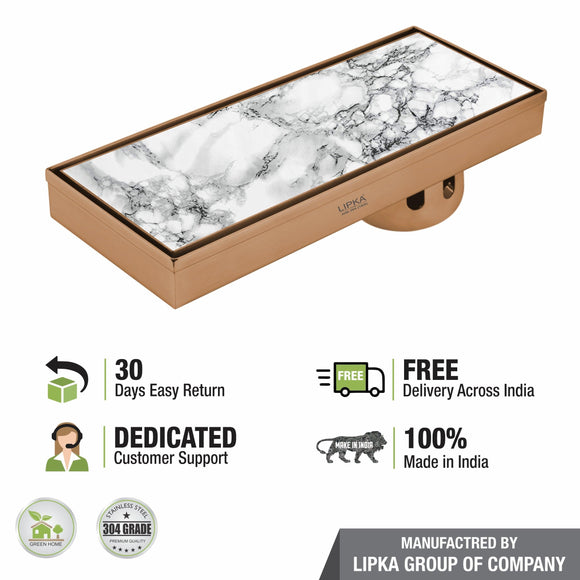 Marble Insert Shower Drain Channel - Antique Copper (18 x 5 Inches) - LIPKA - Lipka Home