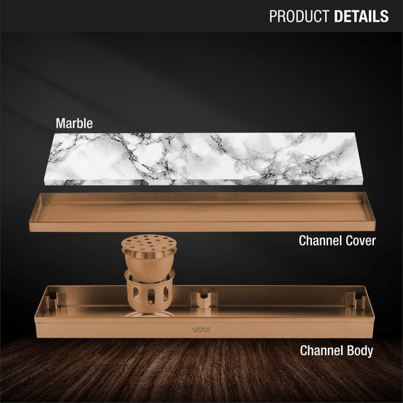 Marble Insert Shower Drain Channel - Antique Copper (24 x 4 Inches) - LIPKA - Lipka Home