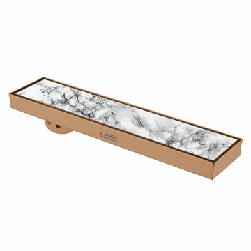 Marble Insert Shower Drain Channel - Antique Copper (24 x 4 Inches) - LIPKA - Lipka Home