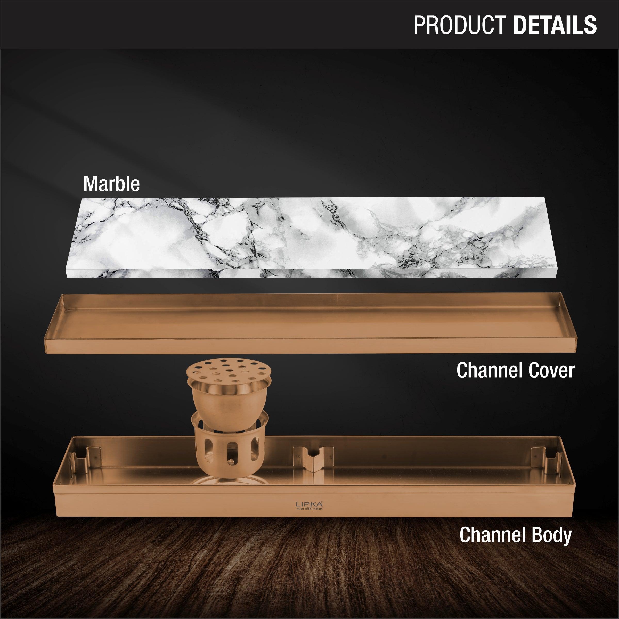 Marble Insert Shower Drain Channel - Antique Copper (24 x 5 Inches) product details