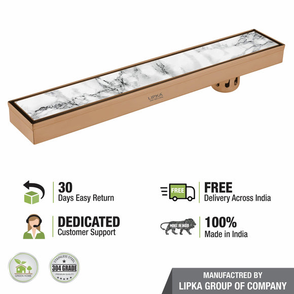 Marble Insert Shower Drain Channel - Antique Copper (32 x 3 Inches) - LIPKA - Lipka Home