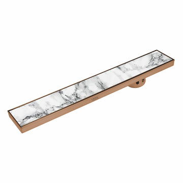 Marble Insert Shower Drain Channel - Antique Copper (40 x 4 Inches) - LIPKA - Lipka Home