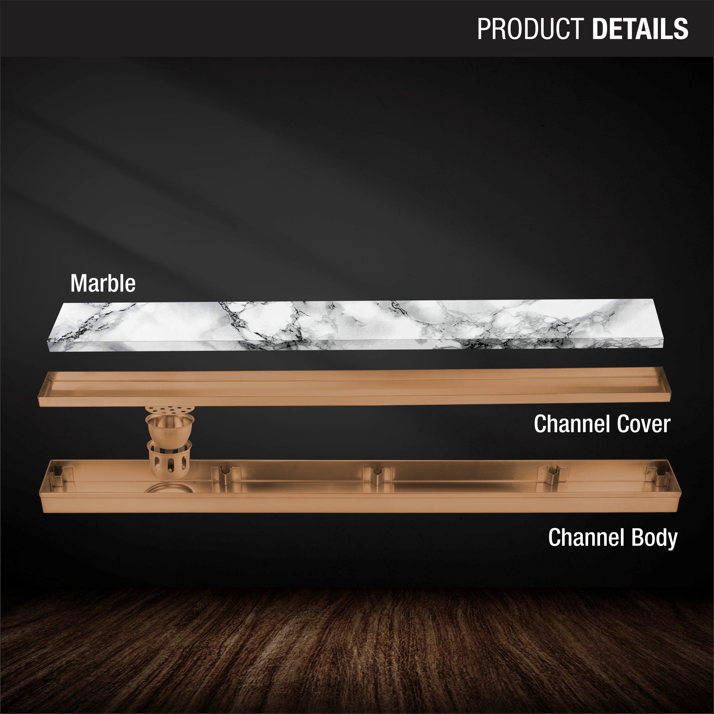 Marble Insert Shower Drain Channel - Antique Copper (48 x 3 Inches) product details 