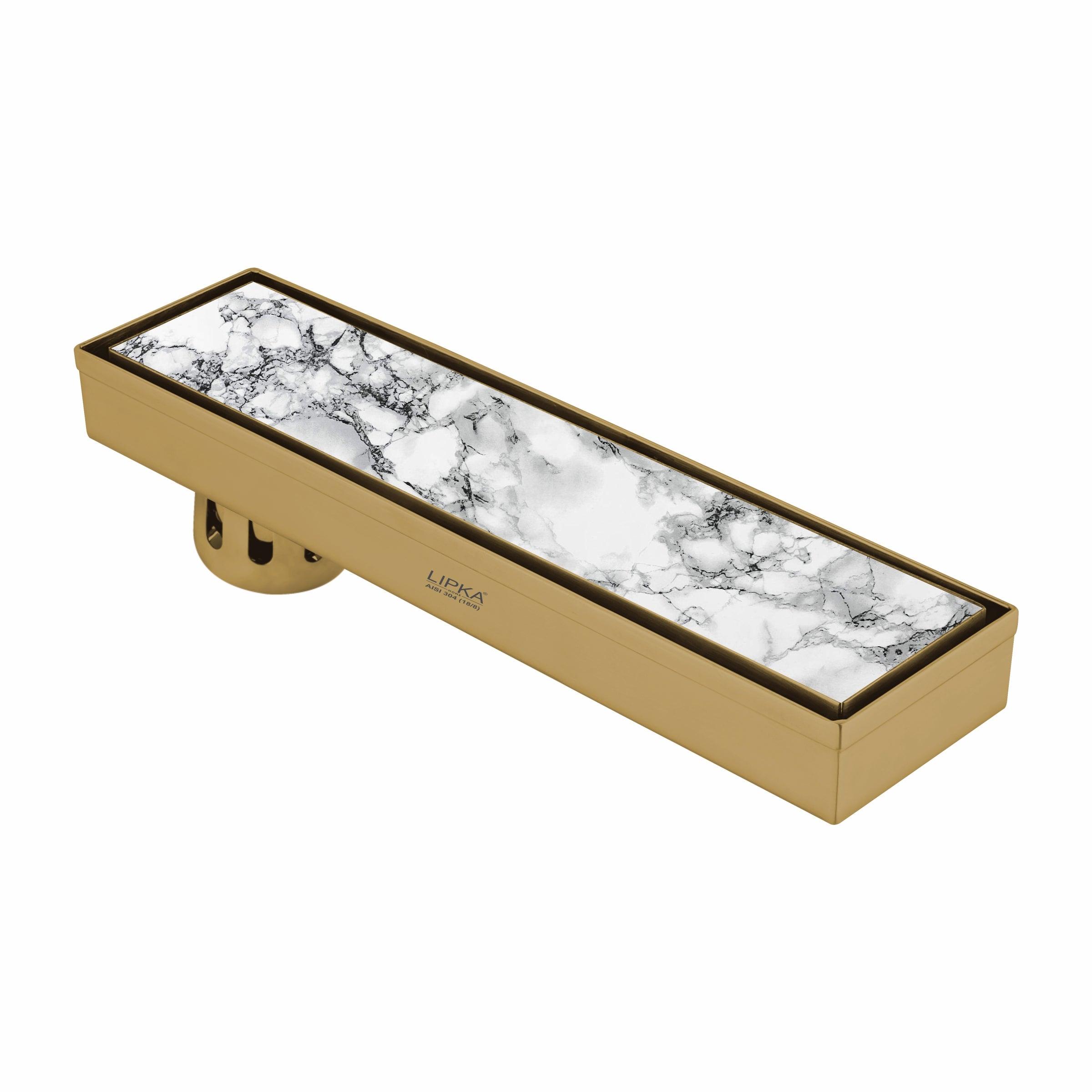 Marble Insert Shower Drain Channel - Yellow Gold (12 x 3 Inches)