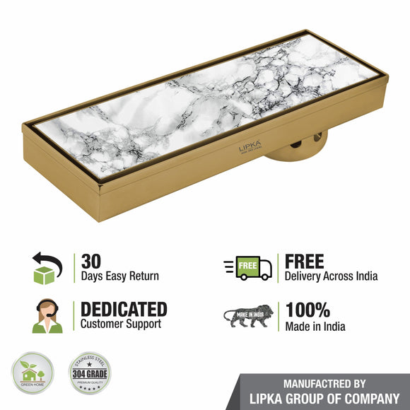 Marble Insert Shower Drain Channel - Yellow Gold (18 x 4 Inches) - LIPKA - Lipka Home