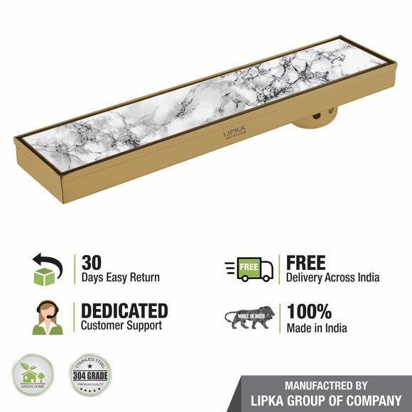 Marble Insert Shower Drain Channel - Yellow Gold (24 x 4 Inches) - LIPKA - Lipka Home