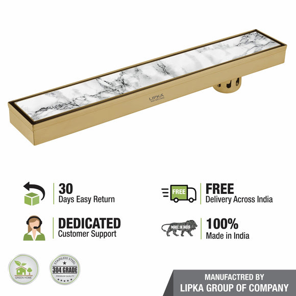 Marble Insert Shower Drain Channel - Yellow Gold (32 x 3 Inches) - LIPKA - Lipka Home