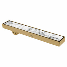Marble Insert Shower Drain Channel - Yellow Gold (32 x 3 Inches) - LIPKA - Lipka Home