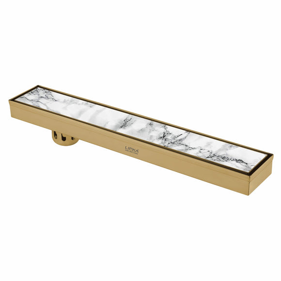 Marble Insert Shower Drain Channel - Yellow Gold (32 x 3 Inches) - LIPKA - Lipka Home