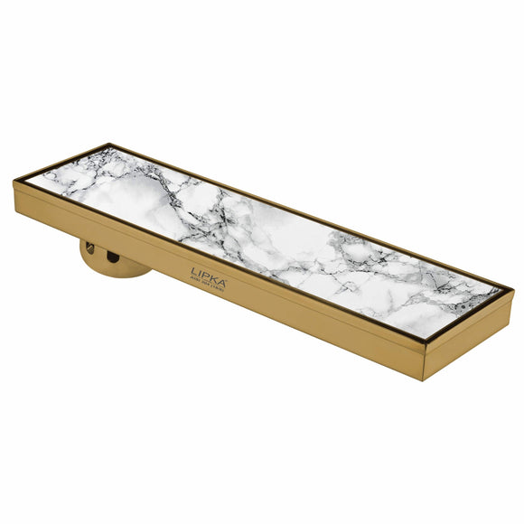 Marble Insert Shower Drain Channel - Yellow Gold (32 x 5 Inches) - LIPKA - Lipka Home