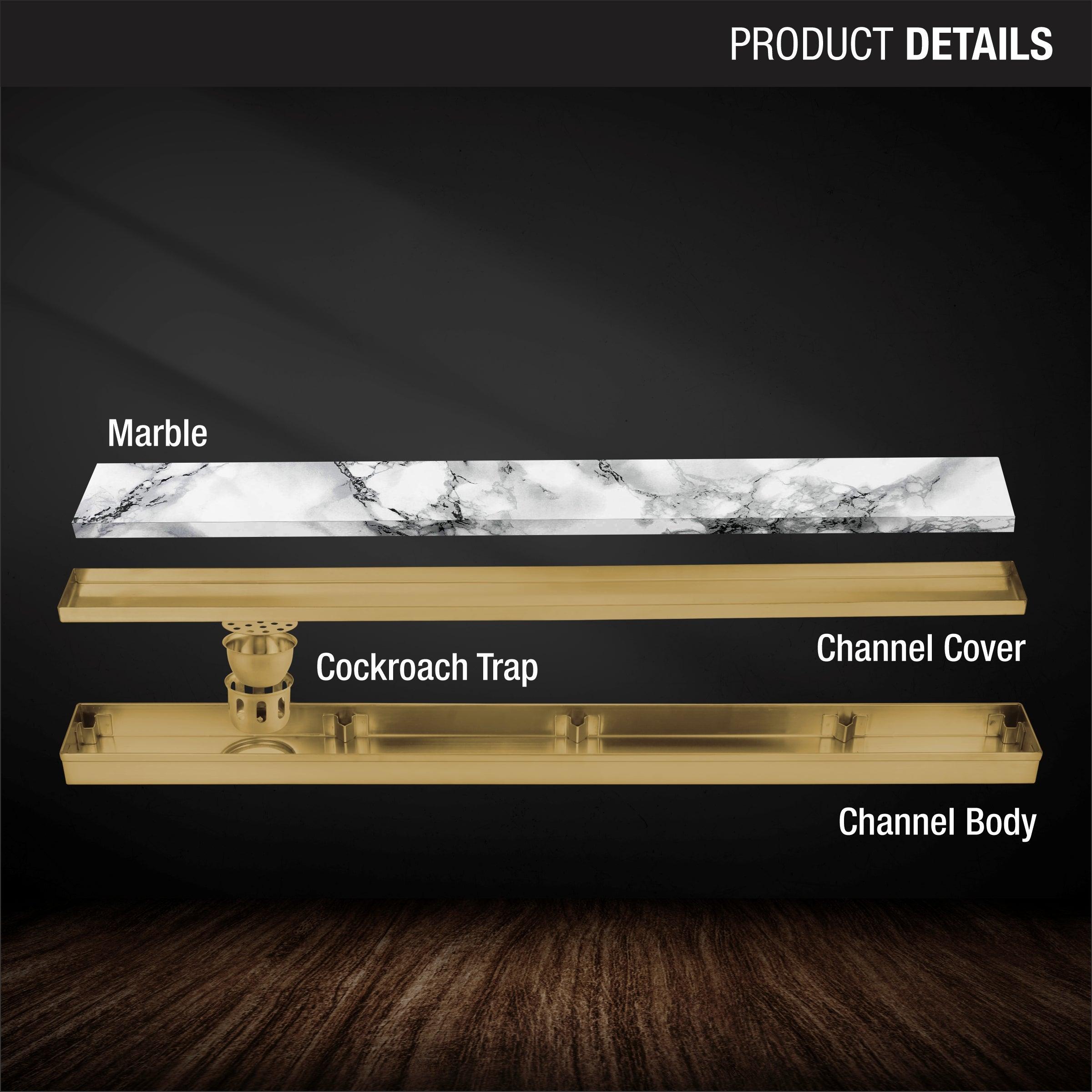 Marble Insert Shower Drain Channel - Yellow Gold (36 x 3 Inches) product details