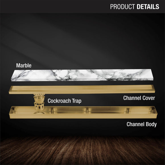 Marble Insert Shower Drain Channel - Yellow Gold (36 x 3 Inches) - LIPKA - Lipka Home