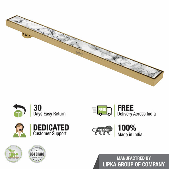 Marble Insert Shower Drain Channel - Yellow Gold (36 x 3 Inches) - LIPKA - Lipka Home
