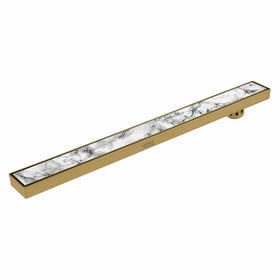 Marble Insert Shower Drain Channel - Yellow Gold (40 x 3 Inches) - LIPKA - Lipka Home
