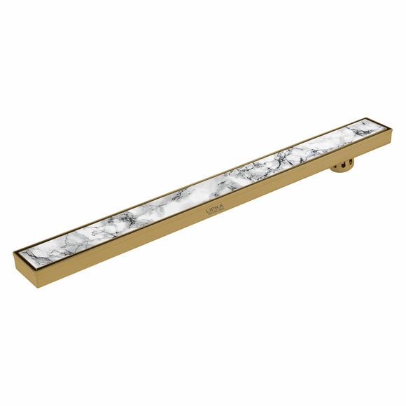 Marble Insert Shower Drain Channel - Yellow Gold (40 x 3 Inches) - LIPKA - Lipka Home