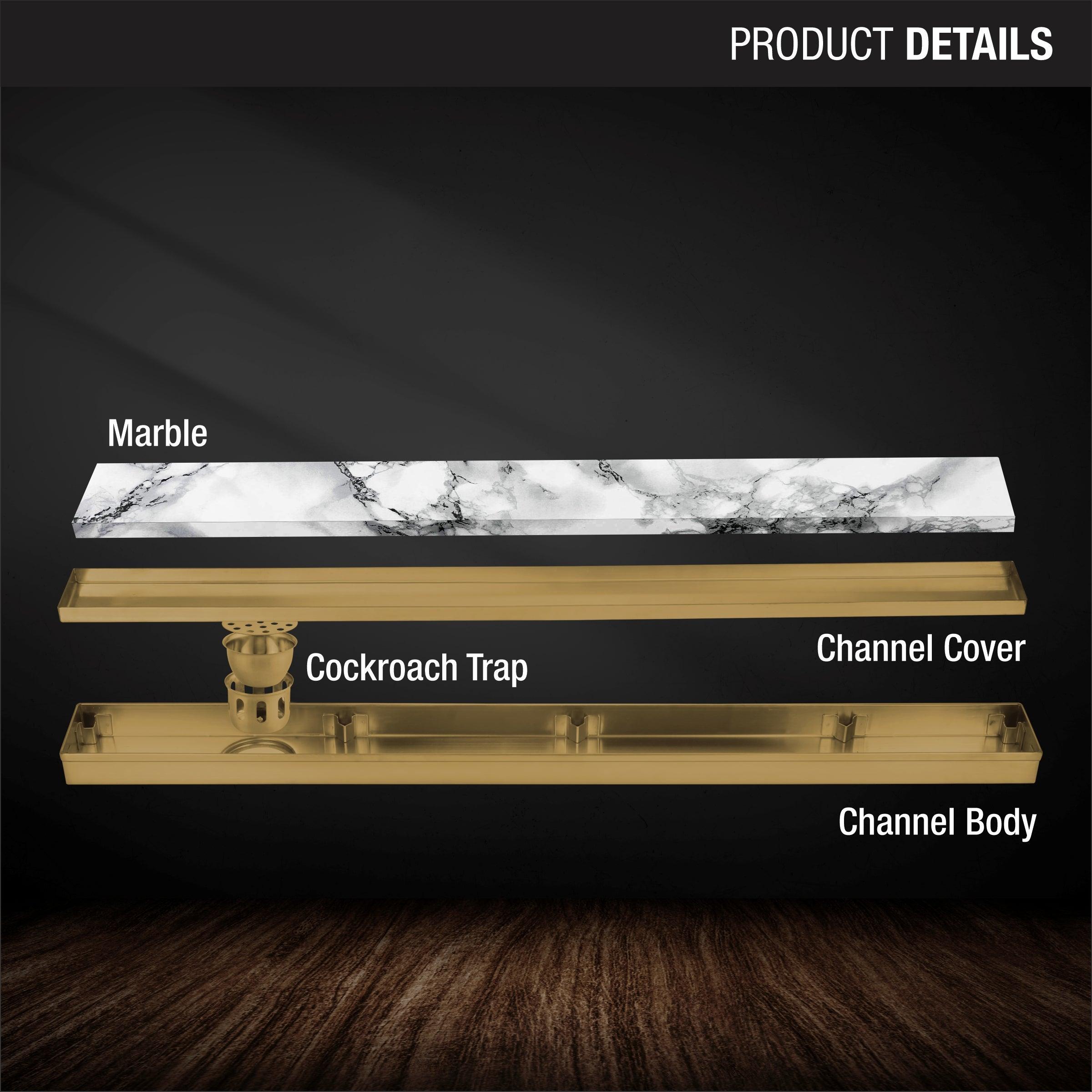 Marble Insert Shower Drain Channel - Yellow Gold (48 x 3 Inches) product details