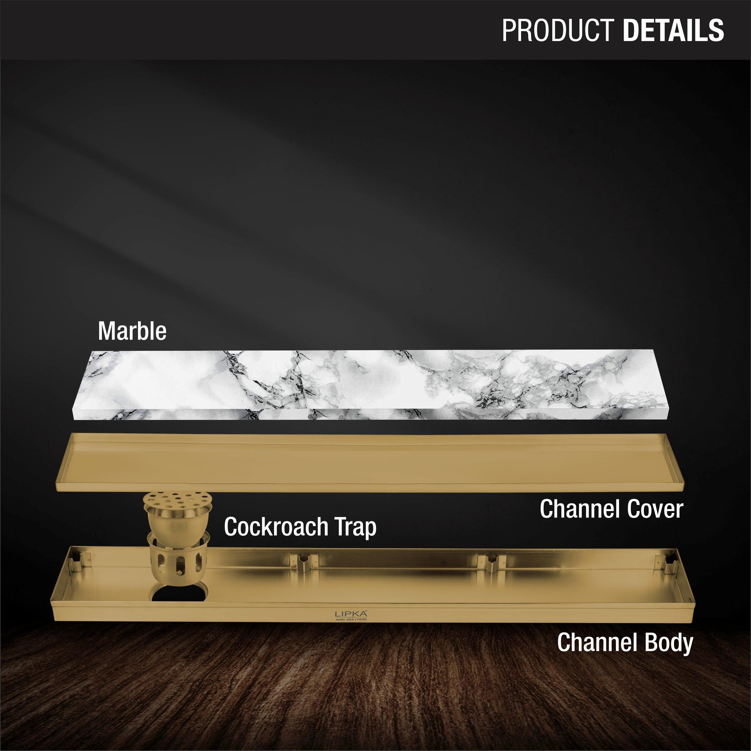 Marble Insert Shower Drain Channel - Yellow Gold (48 x 5 Inches) product details
