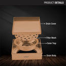 Marble Insert Square Floor Drain - Antique Copper (5 x 5 Inches) - LIPKA - Lipka Home