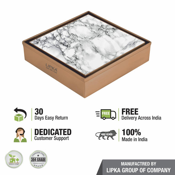 Marble Insert Square Floor Drain - Antique Copper (5 x 5 Inches) - LIPKA - Lipka Home