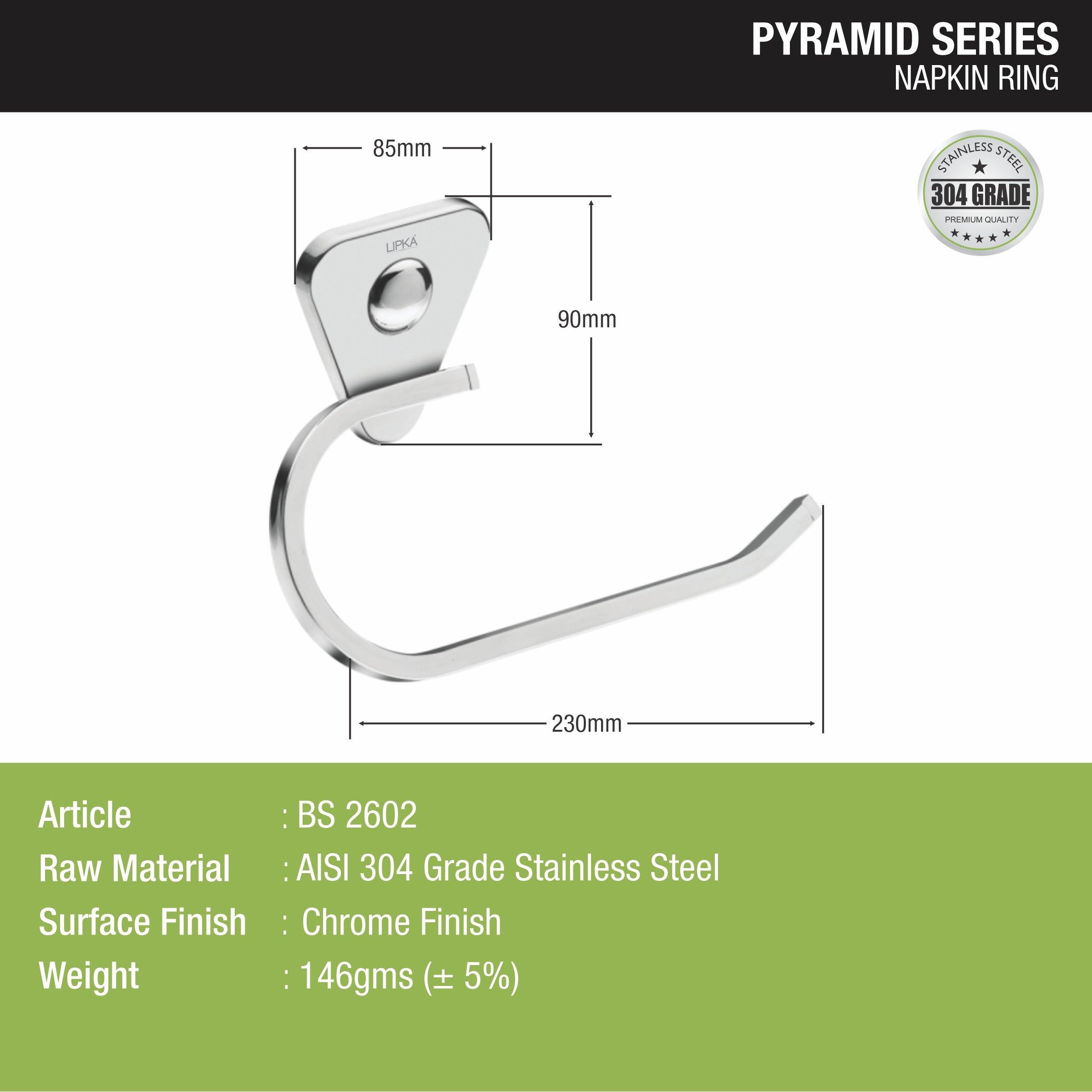 Pyramid 304-Grade Napkin Ring size and dimension
