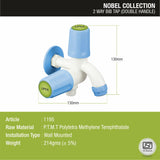 Nobel Two Way Bib Tap PTMT Faucet (Double Handle) sizes and dimensions