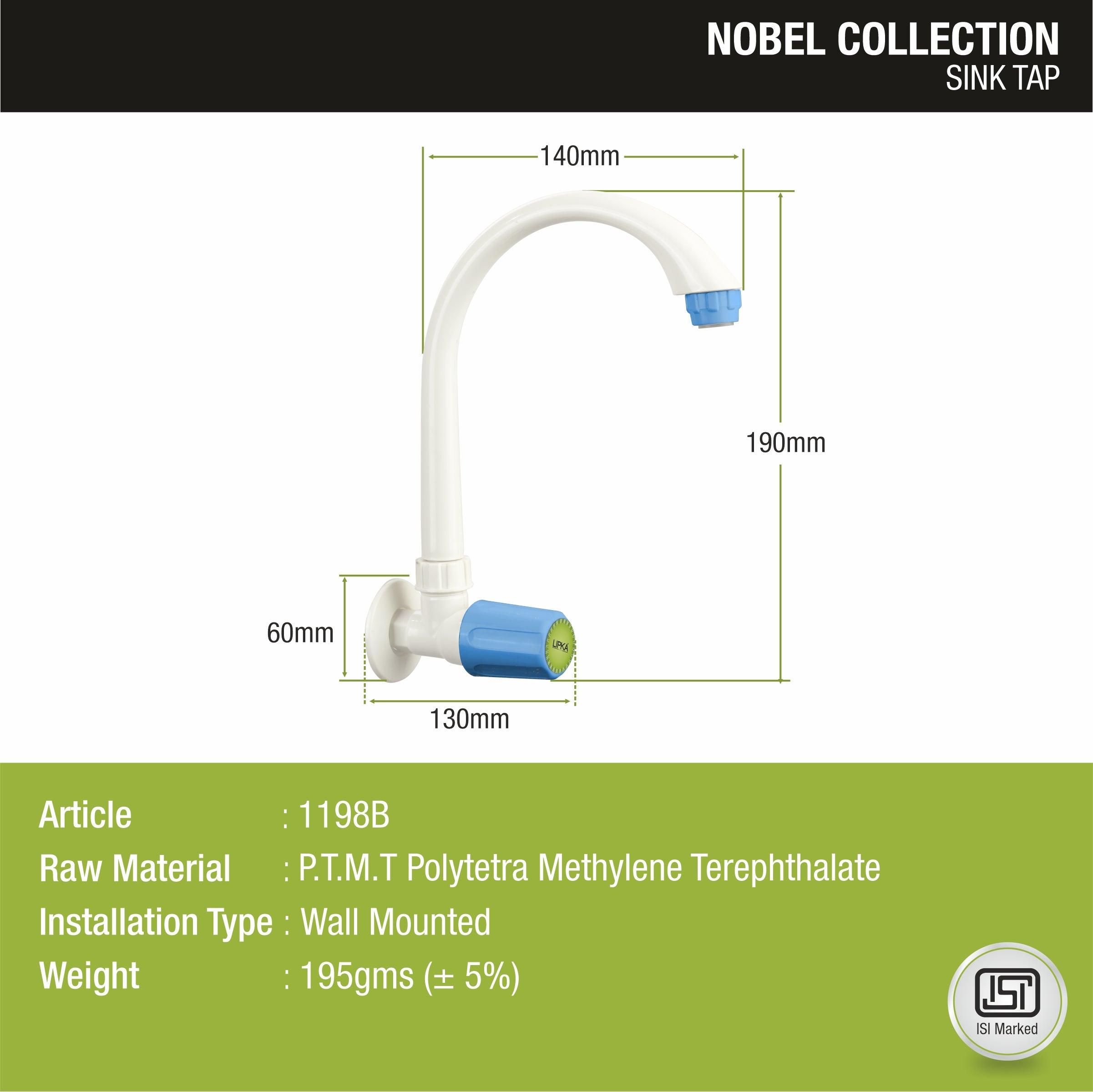 Nobel Sink Tap with Swivel Spout PTMT Faucet sizes and dimensions