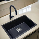 Black Quartz Single Bowl Kitchen Sink (24 x 18 x 9 Inches) - LIPKA - Lipka Home