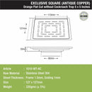 Orange Exclusive Square Flat Cut Floor Drain in Antique Copper PVD Coating (5 x 5 Inches) - LIPKA - Lipka Home