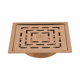 Orange Exclusive Square Flat Cut Floor Drain in Antique Copper PVD Coating (5 x 5 Inches) with Cockroach Trap