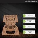 Orange Exclusive Square Flat Cut Floor Drain in Antique Copper PVD Coating (6 x 6 Inches) with Cockroach Trap - LIPKA - Lipka Home