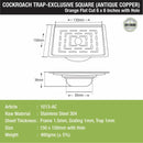 Orange Exclusive Square Flat Cut Floor Drain in Antique Copper PVD Coating (6 x 6 Inches) with Hole & Cockroach Trap - LIPKA - Lipka Home