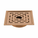 Orange Exclusive Square Flat Cut Floor Drain in Antique Copper PVD Coating (6 x 6 Inches) with Hole & Cockroach Trap - LIPKA - Lipka Home