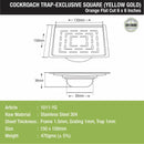Orange Exclusive Square Flat Cut Floor Drain in Yellow Gold PVD Coating (6 x 6 Inches) with Cockroach Trap - LIPKA - Lipka Home