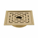 Orange Exclusive Square Flat Cut Floor Drain in Yellow Gold PVD Coating (6 x 6 Inches) with Hole & Cockroach Trap - LIPKA - Lipka Home