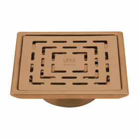 Orange Exclusive Square Floor Drain in Antique Copper PVD Coating (5 x 5 Inches) with Cockroach Trap - LIPKA - Lipka Home