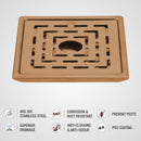 Orange Exclusive Square Floor Drain in Antique Copper PVD Coating (5 x 5 Inches) with Hole - LIPKA - Lipka Home