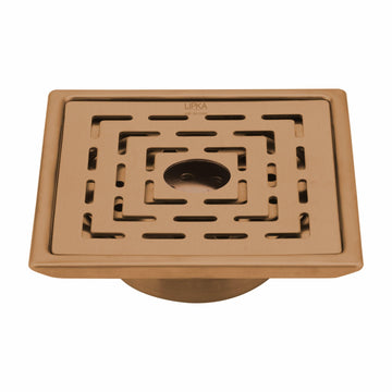 Orange Exclusive Square Floor Drain in Antique Copper PVD Coating (5 x 5 Inches) with Hole & Cockroach Trap - LIPKA - Lipka Home