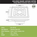 Orange Exclusive Square Floor Drain in Antique Copper PVD Coating (6 x 6 Inches) - LIPKA - Lipka Home