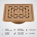 Orange Exclusive Square Floor Drain in Antique Copper PVD Coating (6 x 6 Inches) with Cockroach Trap - LIPKA - Lipka Home