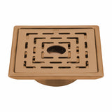 Orange Exclusive Square Floor Drain in Antique Copper PVD Coating (6 x 6 Inches) with Hole & Cockroach Trap 
