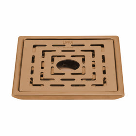 Orange Exclusive Square Floor Drain in Antique Copper PVD Coating (6 x 6 Inches) with Hole - LIPKA - Lipka Home